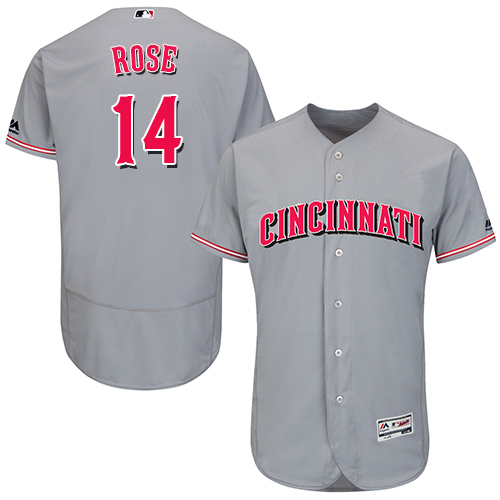 Reds #14 Pete Rose Grey Flexbase Authentic Collection Stitched MLB Jersey - Click Image to Close